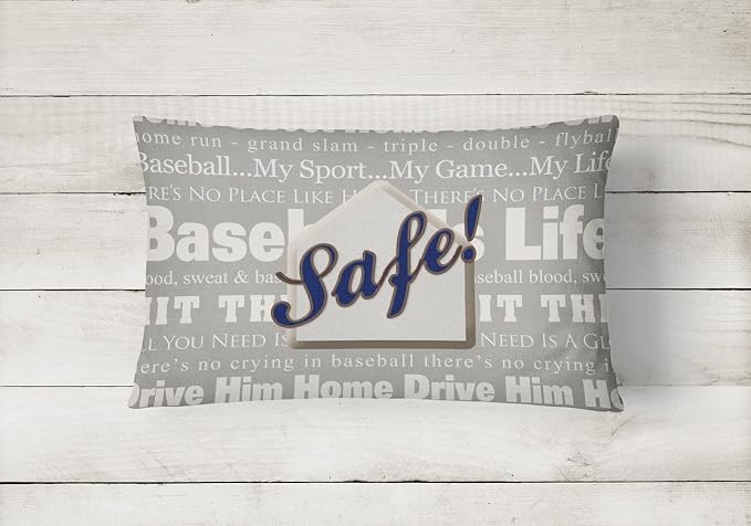 Caroline's Treasures SB3079PW1216 Safe at Home Canvas Fabric Decorative Pillow Machine Washable, Indoor Outdoor Decorative Pillow for Couch, Bed or Patio, 12HX16W