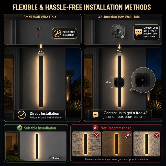 47 Inch Modern Outdoor Wall Lights Long Exterior Wall Light Sconce Outside Porch Wall Light 3000K IP65 Waterproof Exterior Light Fixtures Wall Mount for House Garage