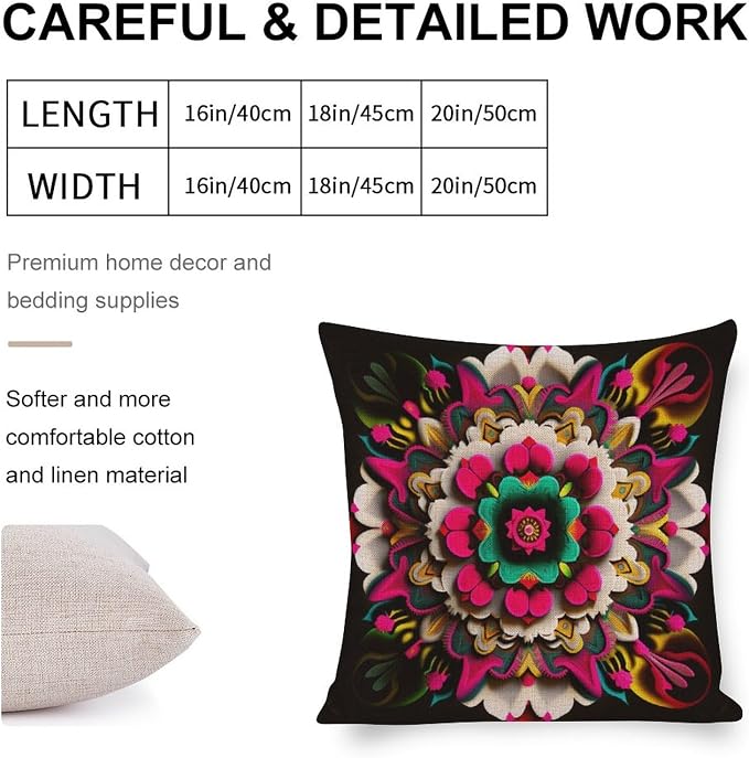 Modern Sofa Throw Pillow Cover Decorative Outdoor Linen Fabric Pillow Case Modern Blossom Pillows Mexican Flowers Pillow Covers Standard Size Home Decoration for Sofa Couch Living Bed Room 18"x18"