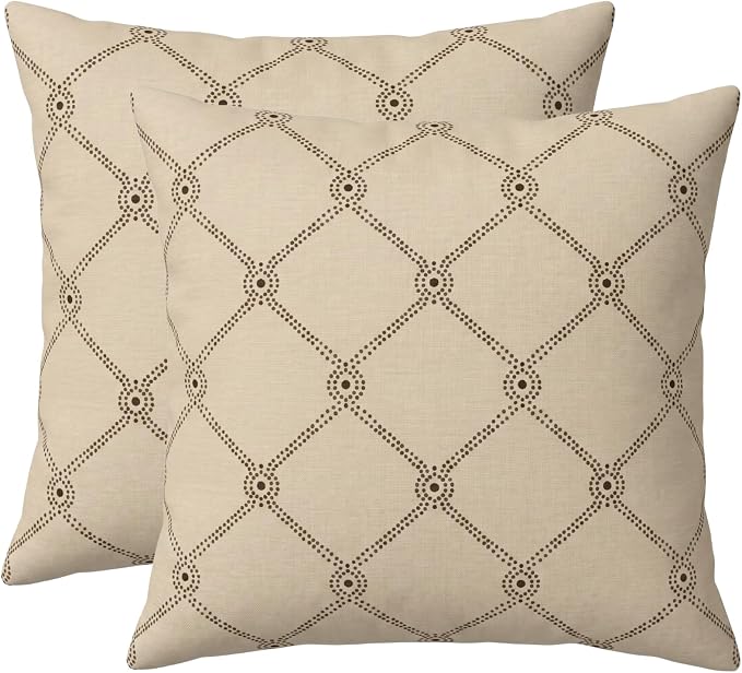 RSH DECOR: Sunbrella Square Throw Pillows Set of 2 | 22" x 22" | Water and Fade-Resistant Performance Fabric | Outdoor Pillow Covers with Down-Alternative Inserts | Made in USA (Arabia)