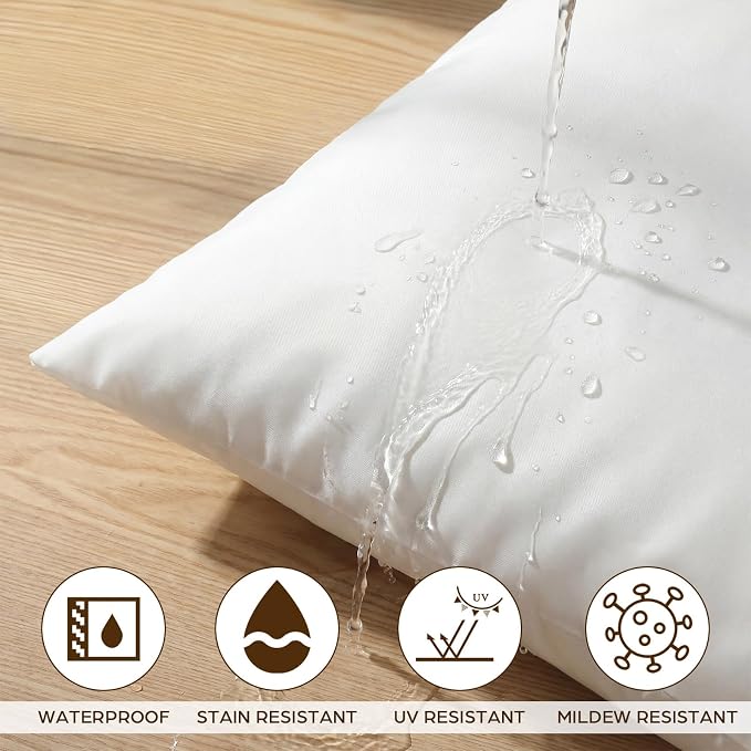 Sieral 2 Pcs 2.2 lb Weighted Outdoor Pillows Inserts, 18" x 18" Patio Waterproof Throw Pillows with 1.1 lb Glass Bead, Waterproof Square Pillow Cushion for Patio Garden Sofa Couch Deck, Yachts, Resort