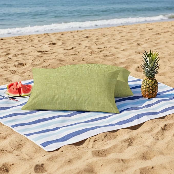 Outdoor Waterproof Throw Pillow Covers Set of 2 Fruit Green Linen Lumbar Pillowcases 20x12 Inches Farmhouse Pure Color Decorative Pillows Cushion Case Patio Pillows for Couch Bed Chair Garden