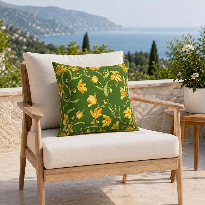 Outdoor Throw Pillows 18×18 Inch Pack of 2 Waterproof Decorative Patio Pillows with Inserts, Square Pillows for Garden Couch Sofa and Patio Furniture