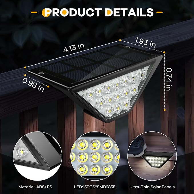 BKBB PPBB Solar Step Lights for Outside, Solar Stair Lights Outdoor Waterproof, Deck Step Lights for Fence, Patio, Yard, Porch, Front Door, Sidewalk, Garden, Patio Decor (12, Cool White)