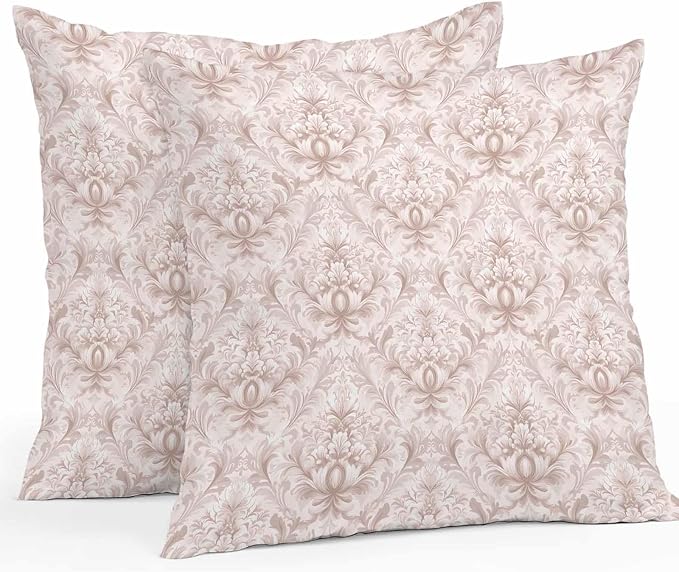 Vintage Baroque Waterproof Outdoor Pillow Covers Set of 2 Home Decor, Country Abstract Scroll Floral Printed Pillowcase Patio Pillow Covers for Couch Bench Furniture Garden 20x20in