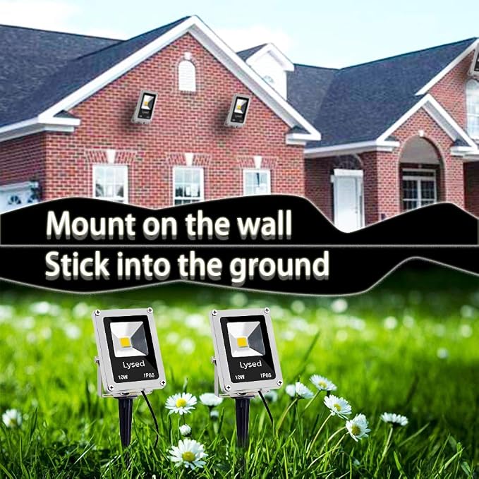 10W Low Voltage LED Landscape Lights, Bowfishing Lights Warm White 12V Spotlights for Garden Pathway, Yard, Lawn, Wall, Trees Lighting, Outdoor Spotlight with Spike Stand(10 Pack)