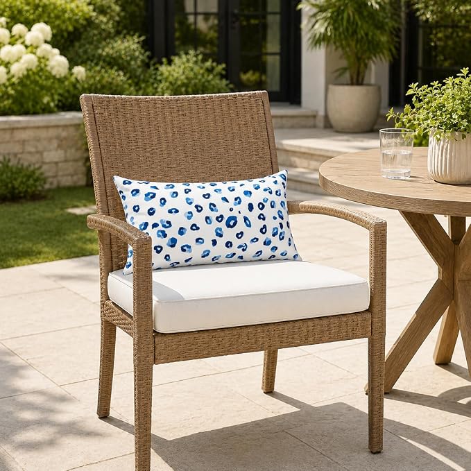 Outdoor Patio Lumbar Pillows, Pack of 2, 12"x20" | Fade Resistant Outdoor Waterproof Lumbar Pillow with Inners Decorative Garden Lumbar Cushions for Home Patio Terrace Sofa