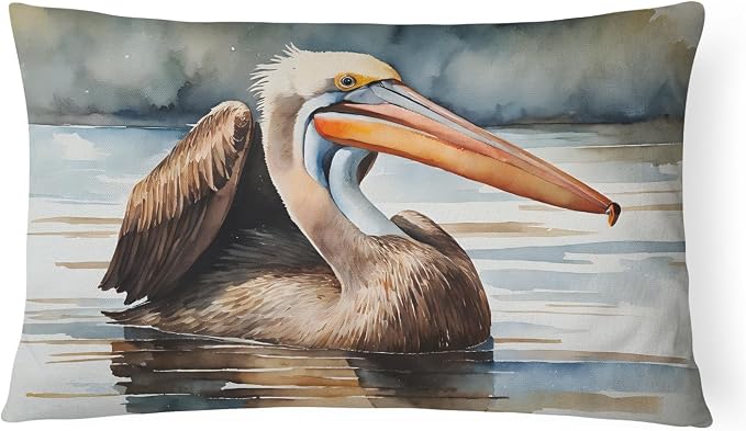 Caroline's Treasures DAC2855PW1216 Pelican Throw Pillow Machine Washable, Indoor Outdoor Decorative Pillow for Couch, Bed or Patio, 12HX16W