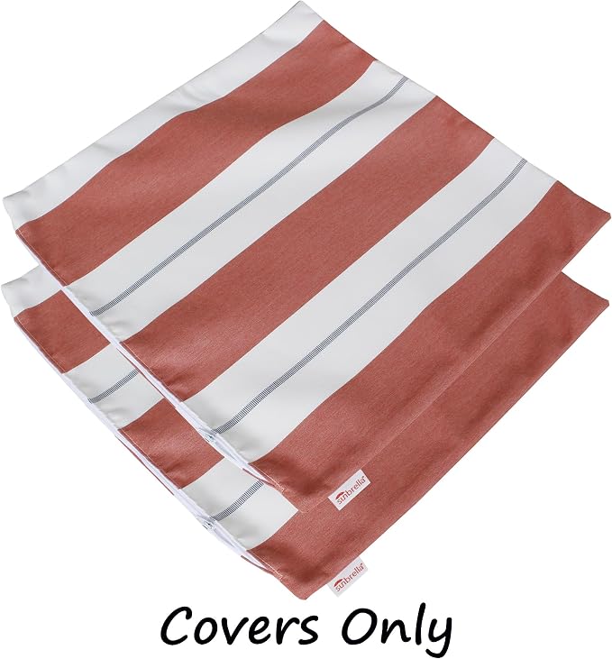 Outdoor/Indoor Sunbrella Throw Pillow Cover Only Square Set of 2 Pieces 20 inch x 20 inch Relate Persimmon Stripe - Insert Not Included