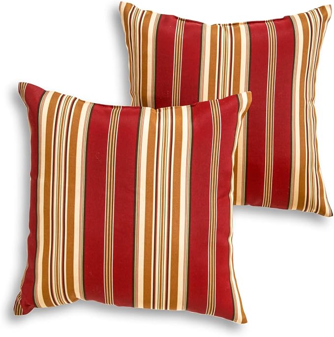 South Pine Porch Outdoor 17-inch Square Accent Pillow, Set of 2, Roma Stripe