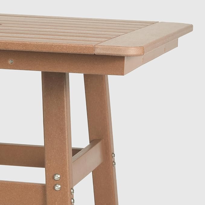 WestinTrends Malibu Square Outdoor Patio Bistro Bar Table with Umbrella Hole 42" Tall, Teak