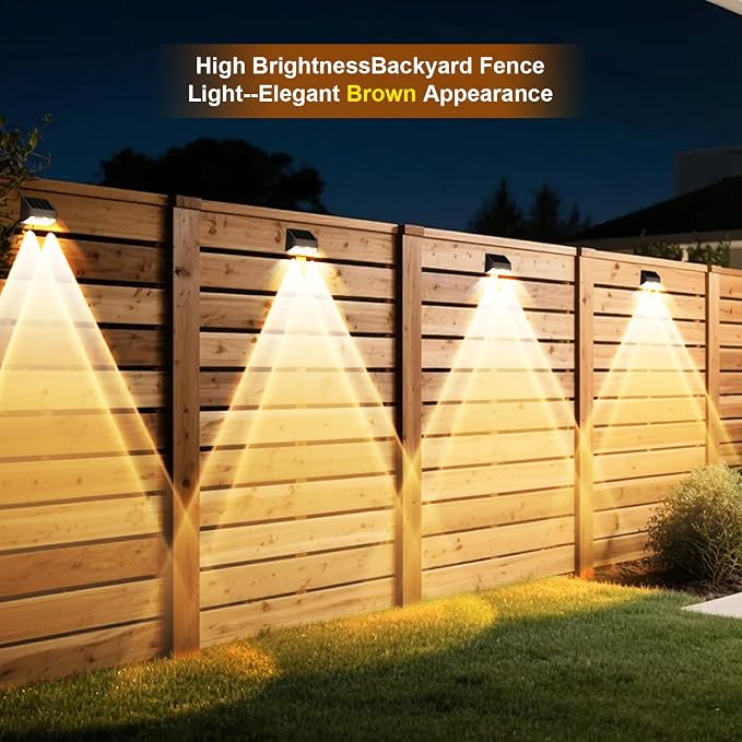 Long Lasting Solar Fence Lights Outdoor,3000/4000/6000K,Deck Lights Waterproof,Perfect for Winter and Rainy Days,Dusk to Dawn High Brightness Solar Lighting for Wall,Step,Yard,Patio,Backyard(12 Pack)