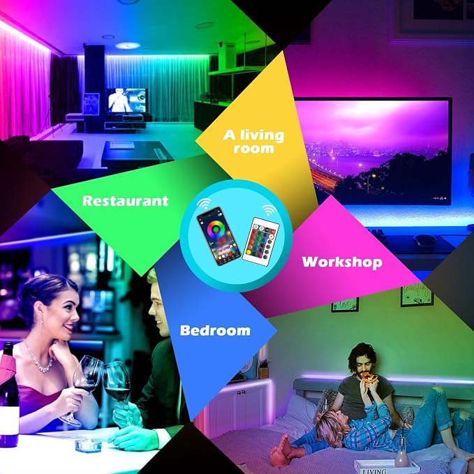 AILBTON 200ft Led Strip Lights(2 Rolls of 100ft led Lights) Ultra Long Led Light Strip with App Voice Control Remote,5050 RGB Music Sync Color Changing Led Lights for Bedroom,Party,Home Decoration