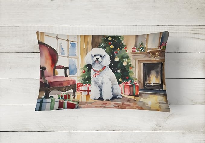 Caroline's Treasures DAC2727PW1216 Poodle Cozy Christmas Throw Pillow Machine Washable, Indoor Outdoor Decorative Pillow for Couch, Bed or Patio, 12HX16W