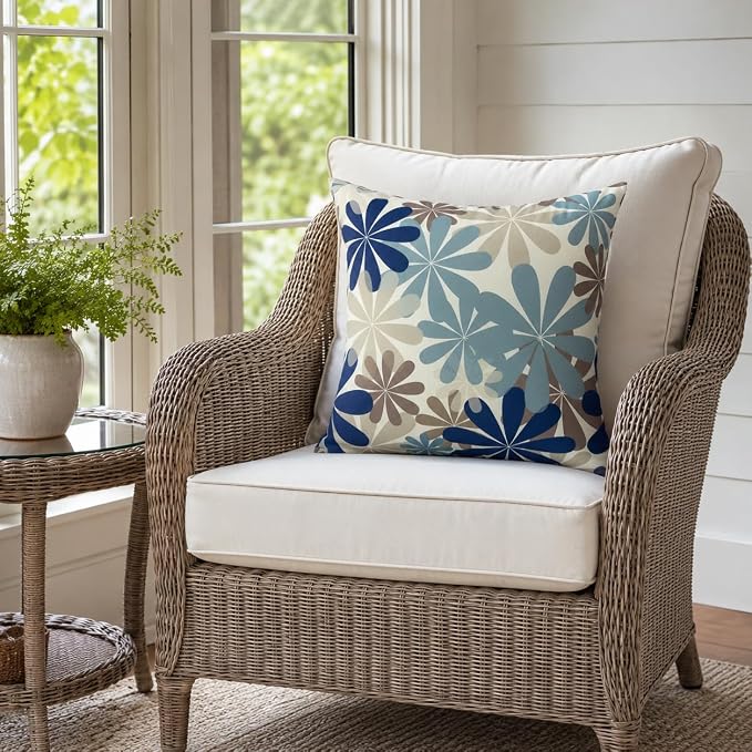 2 Pack Outdoor Throw Pillows 18x18 with Inserts, Water-Repellent | 2-pack 18x18 outdoor throw pillows with inserts, water-repellent polyester covers, hidden zippers, and indoor/outdoor style.