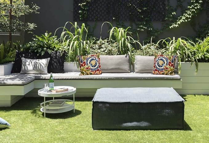 Pack of 2 Outdoor Waterproof Decorative Throw Pillows with Inserts for Patio Furniture, 18x18 Inch Square Fade Resistant Patio Garden Cushions for Couch Bed Sofa, Jacobean Red