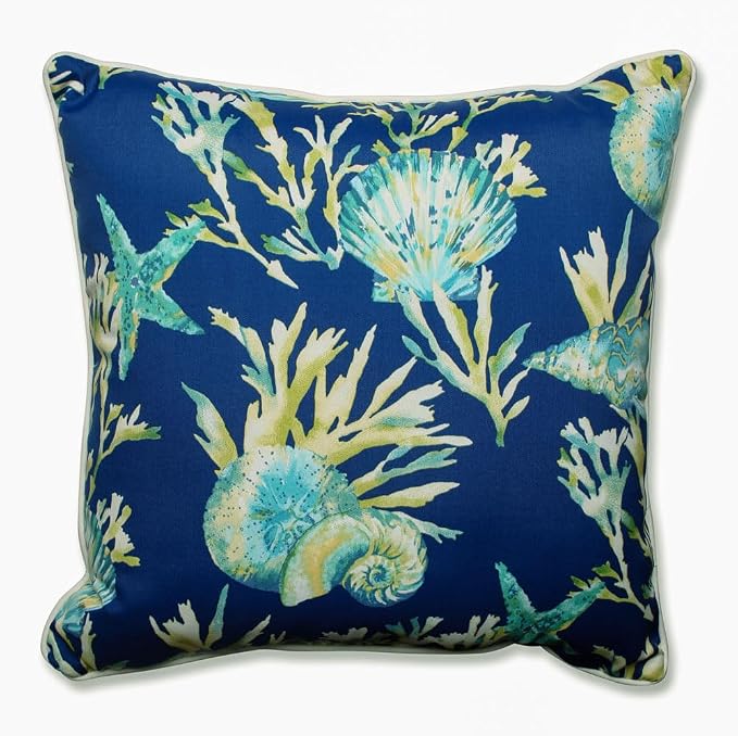 Pillow Perfect Outdoor/Indoor Pillow, Floor - 25" x 25", Blue Daytrip Pacific