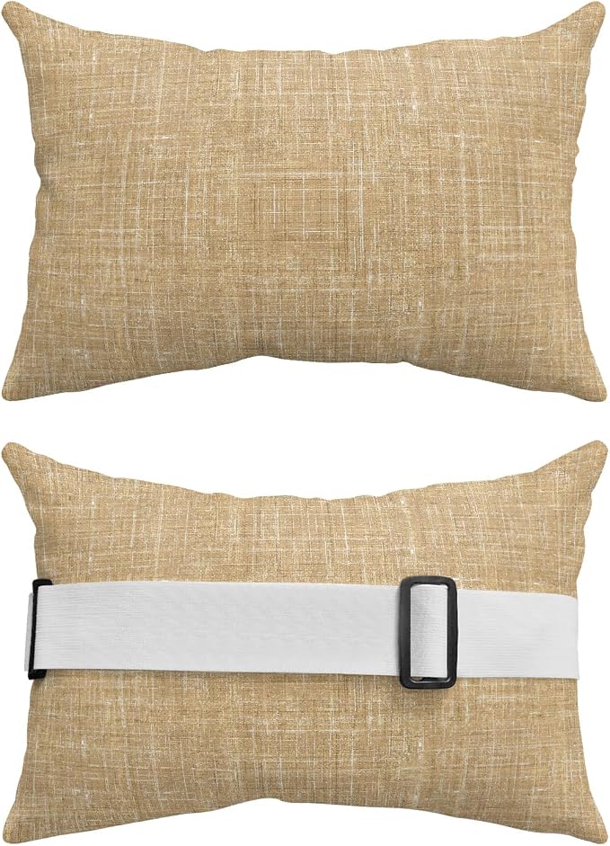 Outdoor Lumbar Pillow Set of 2, Khaki Waterproof Beach Headrest Pillow with Inserts, Farmhouse Vintage Khaki Solid Color Modern Recliner Throw Pillows for Patio Furniture, 12 x 20