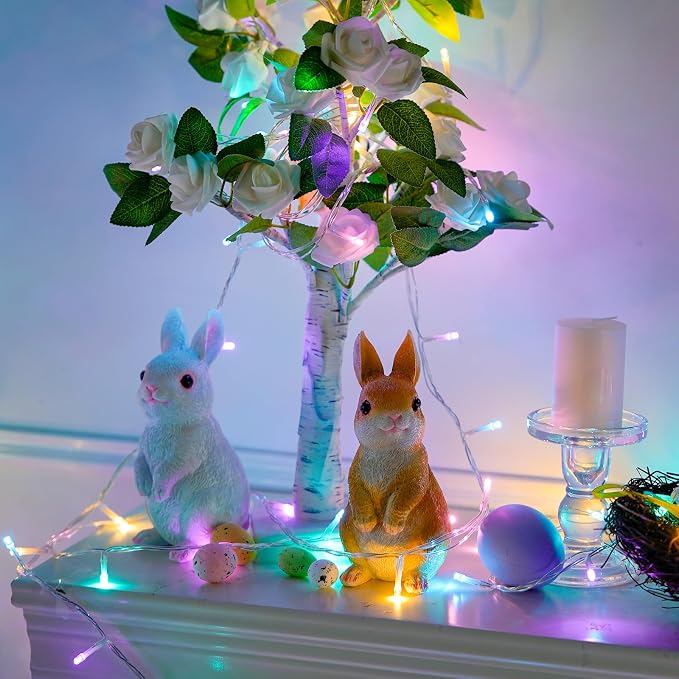 JMEXSUSS 33ft 100 LED Easter Lights for Indoor Outdoor Use | 8 Modes Connectable Easter String Lights Plug-in, Clear Wire Colorful Christmas String Lights Outdoor Waterproof