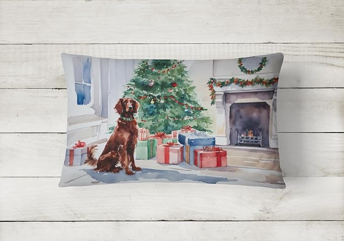 Caroline's Treasures DAC2676PW1216 Irish Setter Cozy Christmas Throw Pillow Machine Washable, Indoor Outdoor Decorative Pillow for Couch, Bed or Patio, 12HX16W