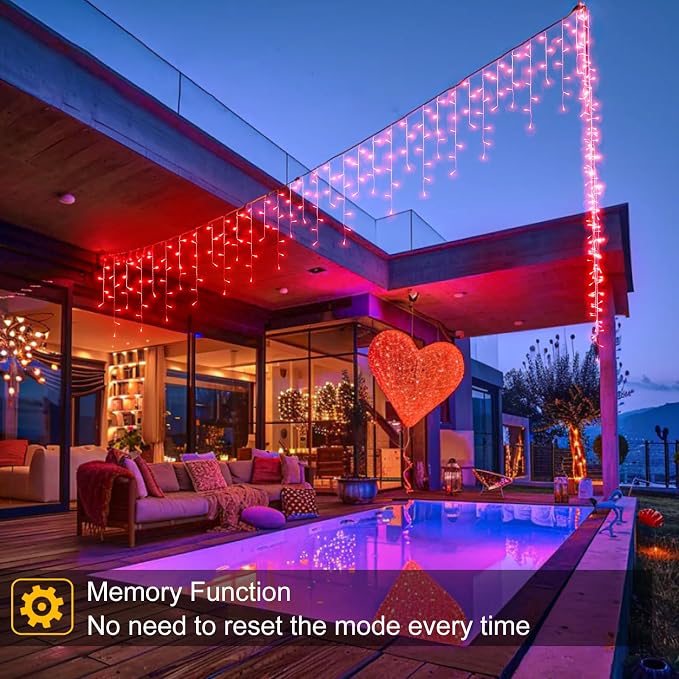 Red Christmas Lights Outdoor, 33ft 400 LED Icicle Lights for Outside | Clear Wire Connectable Twinkle Light with 8 Modes Timer Plug in Waterproof for Window Party Wedding Holiday Decorations