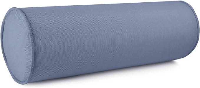 Austin Horn Classics Sunbrella Set of 2 Zippered Neck Bolster Pillow, Made with Sunbrella Fabric, Cylinder Pillows, for Couch & Bed, Decorative Round Throw Pillow, Back & Neck Support (Denim)