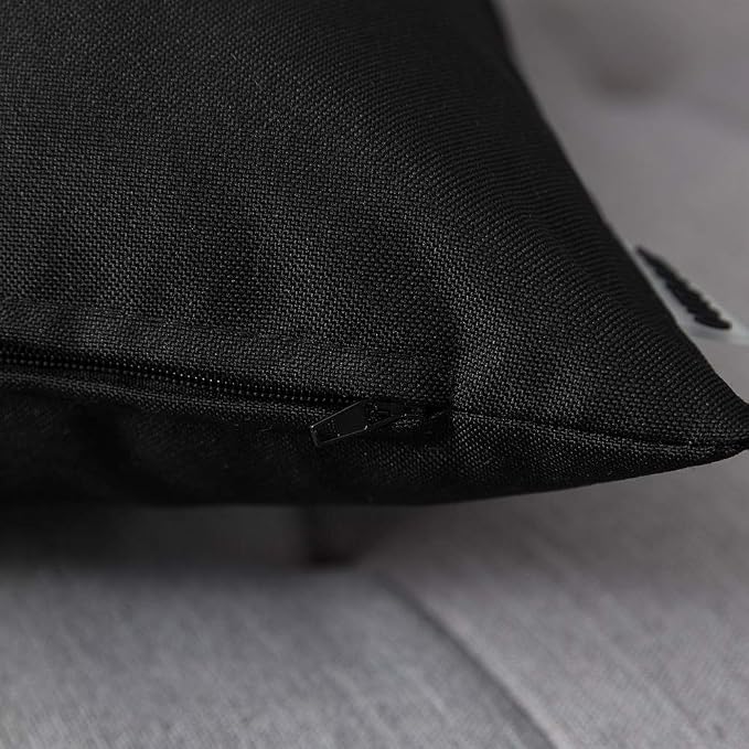 MIULEE Decorative Outdoor Waterproof Pillow Covers 24x24 Black | Decorative Patio Furniture,Pack of 2,Accent Square Euro Soild Throw Pillow Covers,Summer Garden Tent Couch Sofa