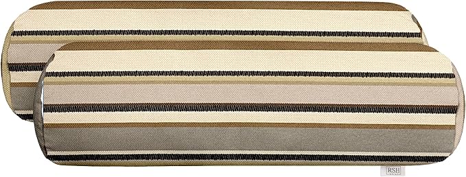 RSH DECOR: Sunbrella Neck Roll Pillows Set of 2 | 20” x 6” | Outdoor Bolster for Patio, Deck, Porch, or Poolside Furniture | Water & Fade-Resistant | Made in USA (Sandestin Zone Eclipse)
