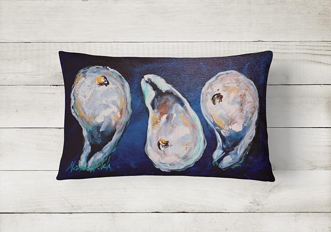 Caroline's Treasures MW1112PW1216 Oysters Give Me More Canvas Fabric Decorative Pillow Machine Washable, Indoor Outdoor Decorative Pillow for Couch, Bed or Patio, 12HX16W