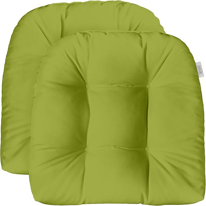 RSH DECOR: Sunbrella Tufted Wicker U-Shape Cushions Set of 2 | 22” x 22” | Outdoor Seat Cushions for Patio Furniture| Crafted with Sunbrella Performance Fabric | Canvas Macaw Moss Green