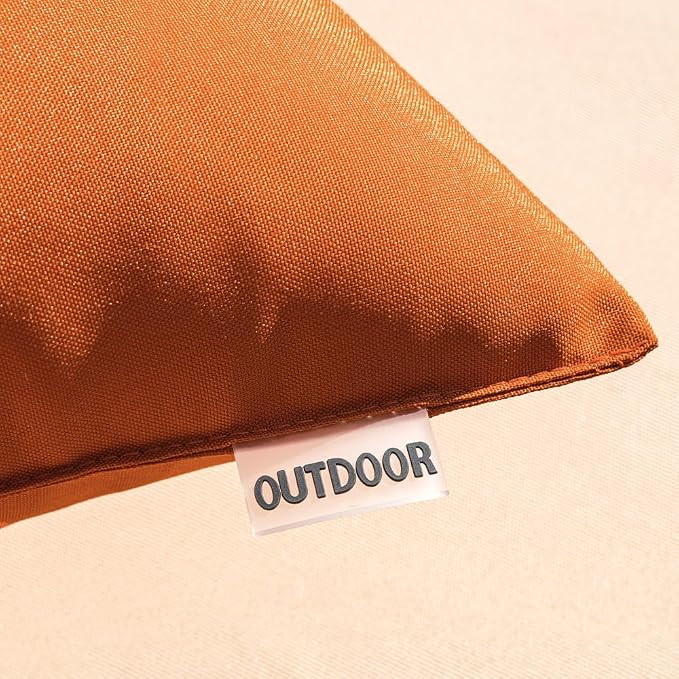MIULEE Decorative Outdoor Waterproof Pillow Covers 20x20 Burnt Orange | Decorative Patio Furniture,Pack of 2,Accent Square Soild Throw Pillow Covers,Summer Garden Tent Couch Sofa