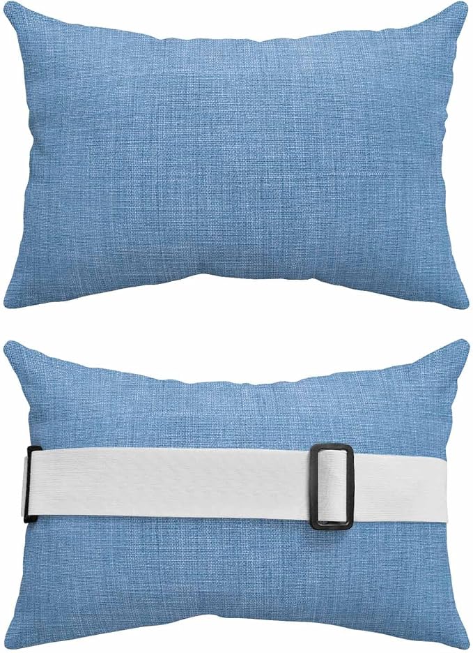 Pack of 2 Outdoor Lumbar Pillow Covers 12x20 Inch, Blue Burlap Texture Waterproof Throw Pillow Covers Set, Farmhouse Vintage Blue Indoor&Outdoor Decorative Cushion Cases for Patio Porch Beach