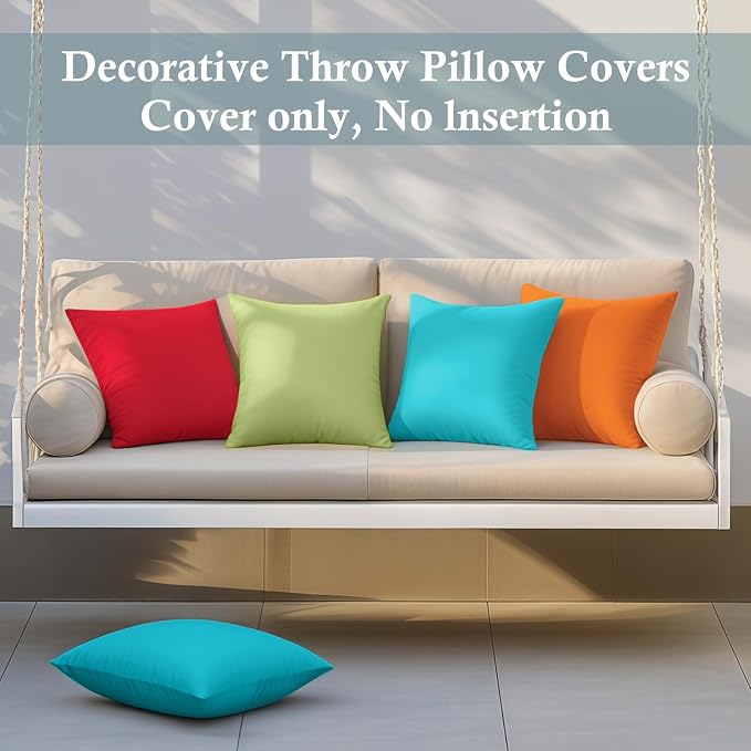 fauson Outdoor Pillows 18x18 Set of 4 Outdoor Pillows Covers Waterproof Decorative Square