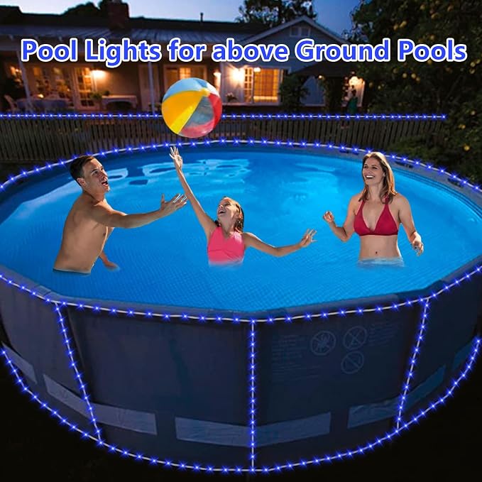 QITONG Blue Solar Rope Lights, 66ft 200 LED String Lights Outdoor, Fairy Lights in Clear Thin Tube with 8 Modes