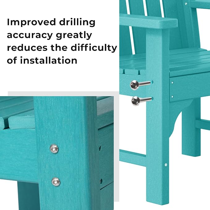 Costaelm Outdoor Dining Arm Chair, Patio HDPE Garden Dining Table Chair, Poly Lumber Waterproof Restaurant Bistro Farmhouse Chairs for Outside Porch Backyard, Turquoise