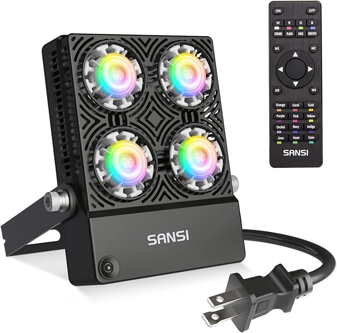 SANSI Super Bright Led Flood Light 200W Equivalent, RGBW Outdoor Color Christmas Changing Led Lights,30W,16 Colors 4 Modes,Dimmable,Patented Tech for Energy Saving,Yard Party Stage Landscape