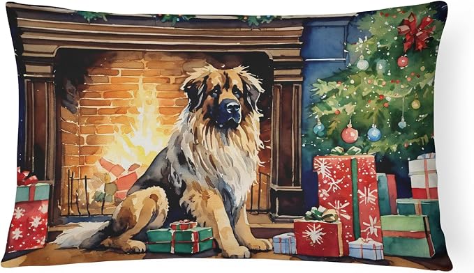 Caroline's Treasures DAC2700PW1216 Leonberger Cozy Christmas Throw Pillow Machine Washable, Indoor Outdoor Decorative Pillow for Couch, Bed or Patio, 12HX16W