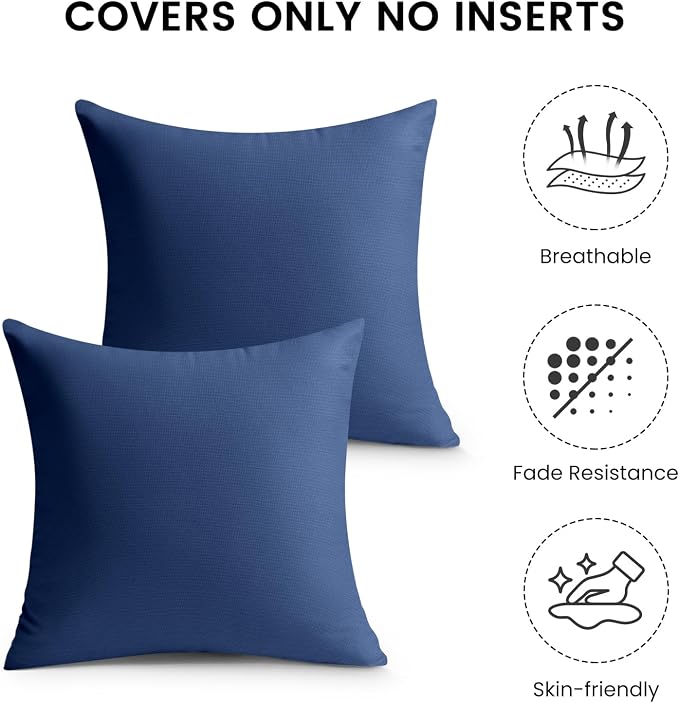Premillow Outdoor Pillow Covers, Waterproof Pillow Covers, 18x18, Set of 2 | Decorative Waterproof Pillow Covers, Solid Linen Pillowcase,Summer Farmhouse Cushion Case for Patio Garden Balcony Couch Sofa