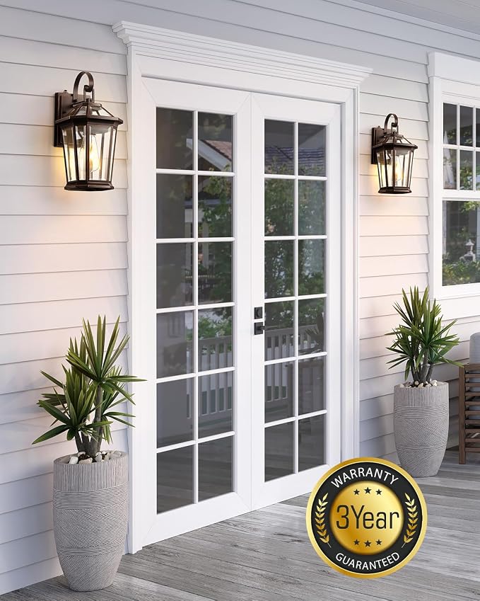 VIANIS Outdoor Wall Lights, 2-Pack Dusk to Dawn Outdoor Lighting, Rustproof Exterior Lighting Fixtures, Farmhouse Oil-Rubbed Bronze Exterior Wall Light, Waterproof Porch Light Fixture with E26 Soket