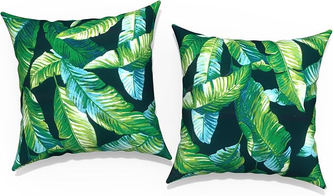 Outdoor Throw Pillow Covers 16x16 Inch, Square Patio Pillow Cases Pack of 2, Modern Decorative Back Cushion Covers for Patio Furniture Garden Couch Farmhouse, Hanalei Lagoon