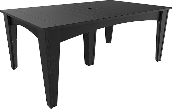 LuxCraft Poly Island Dining Table, 44" x 72" Rectangular Outdoor Patio Table, Made with Recycled Plastics, Made in USA (Black)
