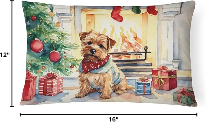 Caroline's Treasures DAC2709PW1216 Norfolk Terrier Cozy Christmas Throw Pillow Machine Washable, Indoor Outdoor Decorative Pillow for Couch, Bed or Patio, 12HX16W