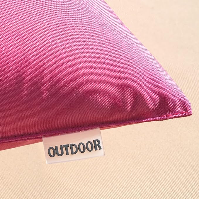 MIULEE Decorative Outdoor Waterproof Pillow Covers 18x18 Hot Pink | Decorative Patio Furniture,Pack of 2,Accent Square Soild Throw Pillow Covers,Summer Garden Tent Couch Sofa