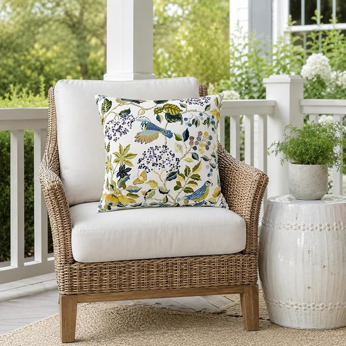 Outdoor Pillows 18"x18" Waterproof Decorative Pillows with Inserts | Set of 2 Fade Resistant Patio Throw Pillows for Porch Garden Couch and Patio Furniture