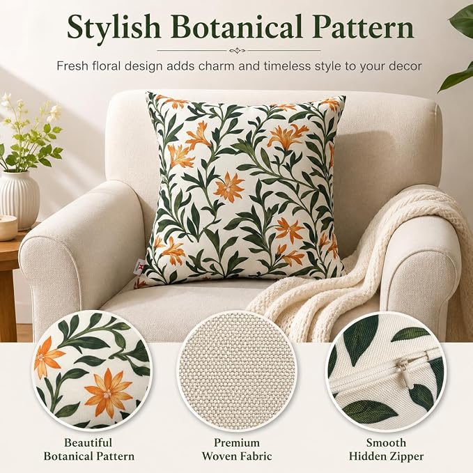 Outdoor Throw Pillows 18×18 Inch Waterproof Pillows with Inserts | Pack of 2 Fade Resistant Decorative Throw Pillows Outdoor Square Pillows for Garden Couch Sofa Patio Furniture