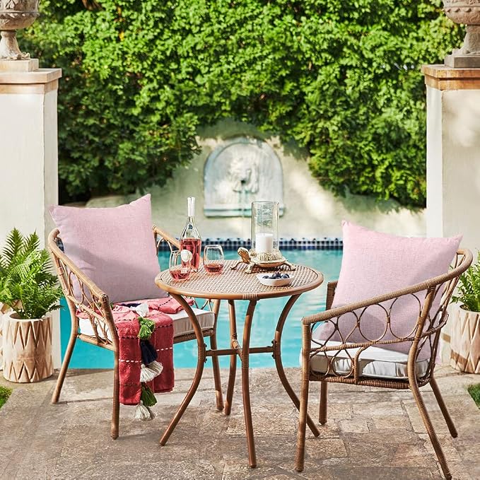OTOSTAR Outdoor Waterproof Throw Pillow Covers Garden Decorative Cushion Case Pillow Covers Square Outdoor Pillowcases Patio Pillows for Couch Sofa Tent Balcony Home Decor 18x18 Inch Pack of 4 (Pink)