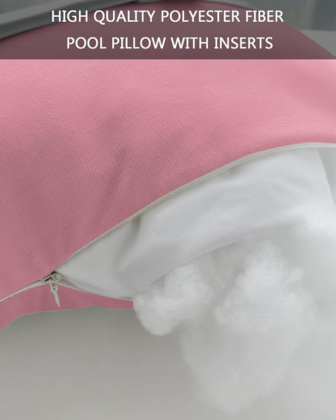 DecorLovee Pink Outdoor Recliner Pillows for Head, Modern Pure Pink Waterproof Chair Pillow with Elastic Stripe, Farmhouse Chaise Lounge Headrest Pillow for Patio/Beach/Pool 2Pack, 11"x16"