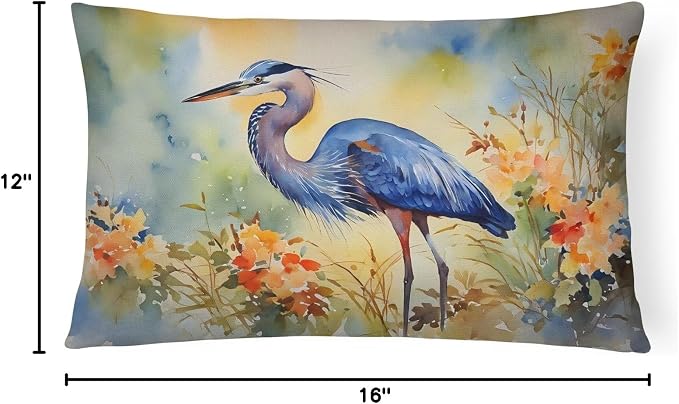 Caroline's Treasures DAC2846PW1216 Blue Heron Throw Pillow Machine Washable, Indoor Outdoor Decorative Pillow for Couch, Bed or Patio, 12HX16W