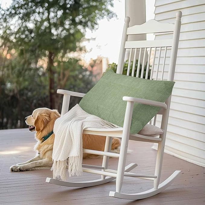 Vandarllin Outdoor Throw Pillows Covers 20x12 inch Set of 2 Waterproof Sage Green Linen Decorative Zippered Cushion Covers for Patio Furniture, Farmhouse Pure Color Lumbar Pillowcases