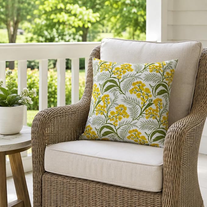 Waterproof Outdoor Throw Pillows with Inserts 18 x 18 Inch | Pack of 2 Patio Decorative Pillows, Square Outdoor Pillows for Patio Furniture Porch Garden Deck Balcony Couch and Sofa